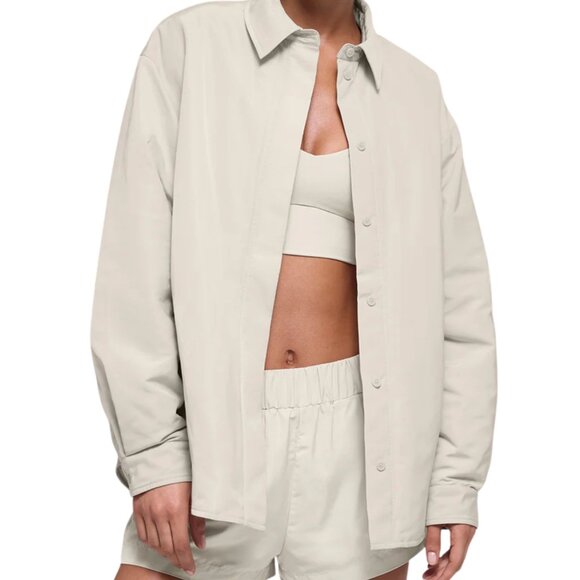 NWT ALO Socialite Shacket Bone S Lightweight Unisex Layering Jacket - Picture 2 of 8